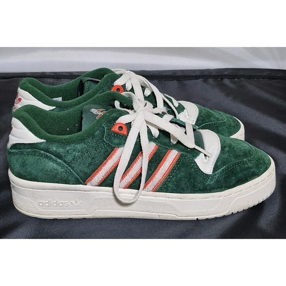 Adidas Rivalry Low Miami Hurricanes Green Orange Suede Shoes Mens 7